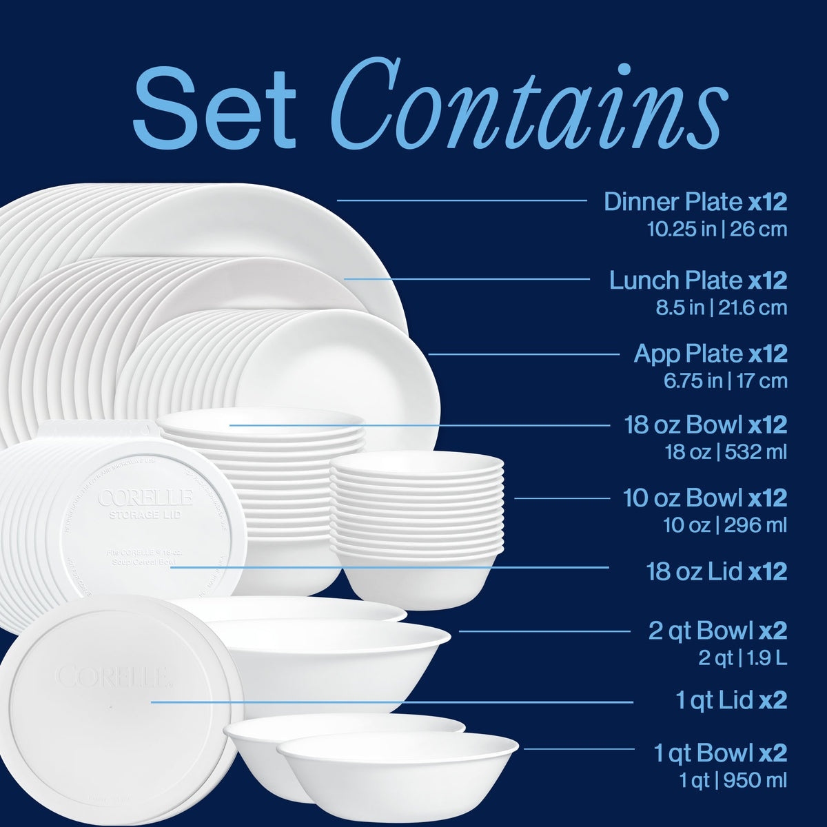 Corelle® Winter Frost White 78-piece Dinnerware Set, Service for 12