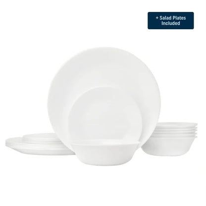 Corelle® Winter Frost White Dinnerware Set – Service for 6 + Salad Plates