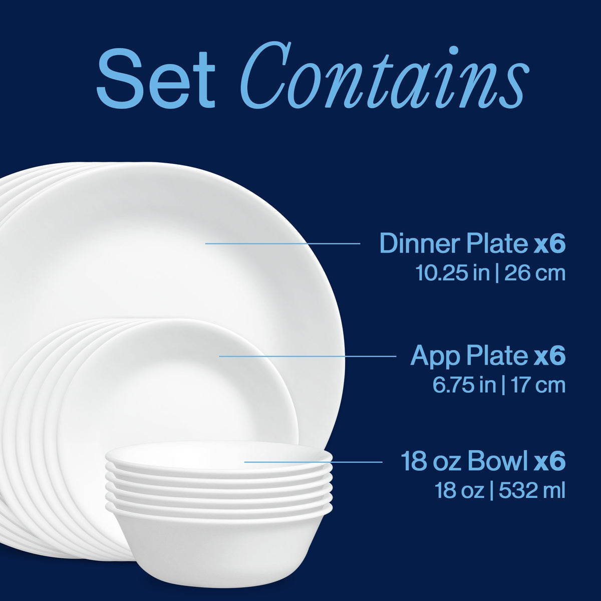Corelle® Winter Frost White Dinnerware Set – Service for 8 + Meal Bowls