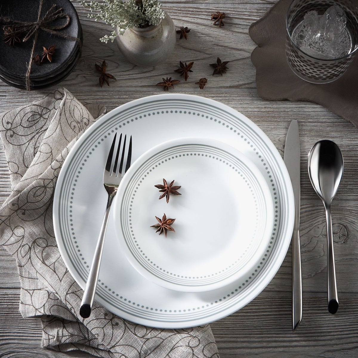 Corelle® Mystic Gray 78-piece Dinnerware Set, Service for 12