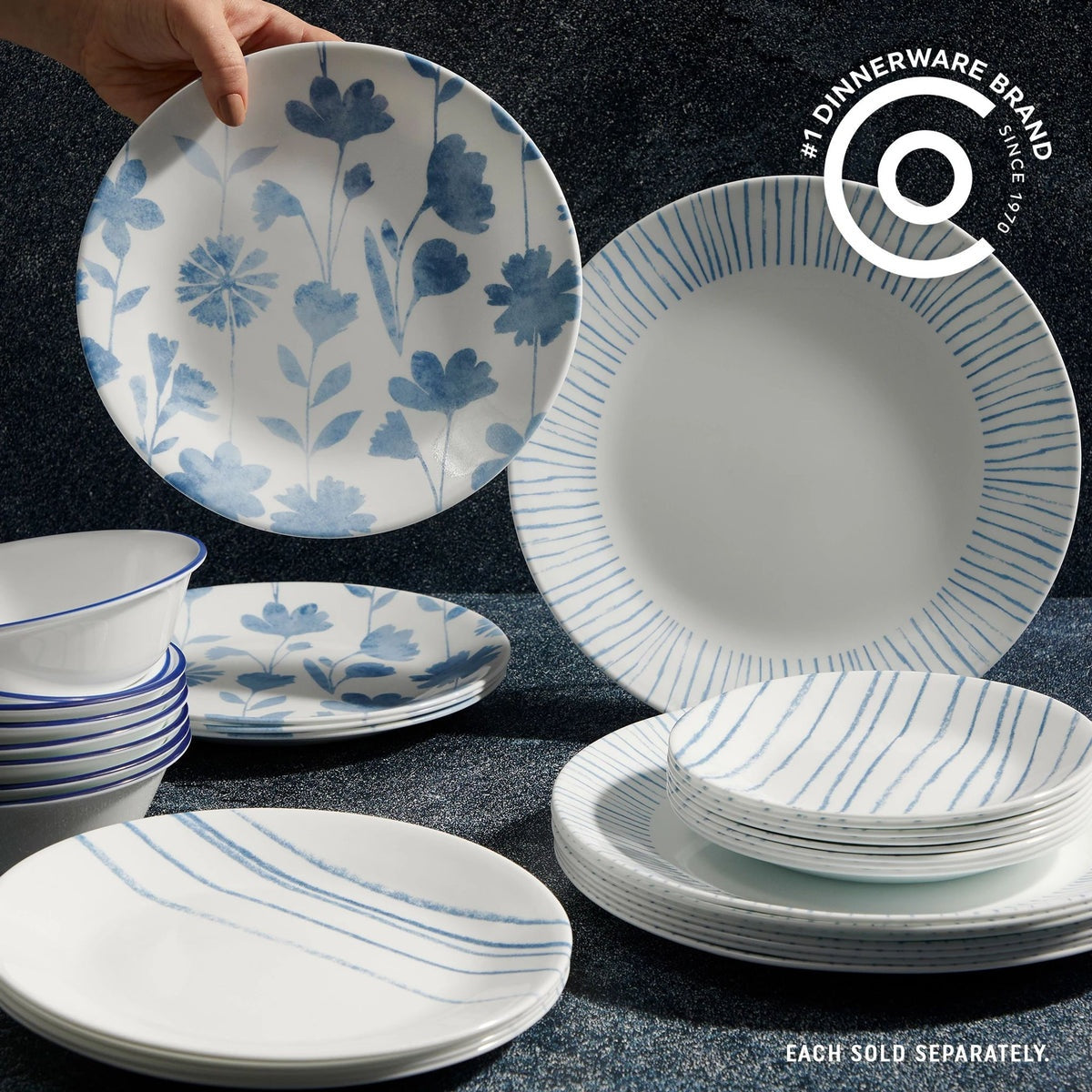 Corelle® Botanical Stripes 8.5" Salad Plate, Floral