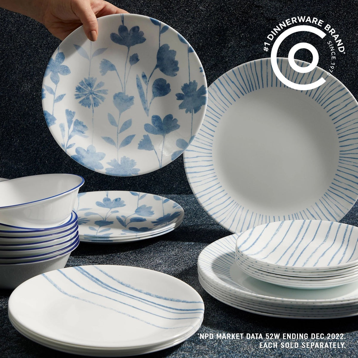 Corelle® Botanical Stripes 18-ounce Cereal Bowls, 6-pack